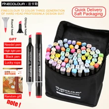 FINECOLOUR EF102 маркеры кисти 36/48/60/72 цветов, спиртовая основа, двойной наконечник мягкая кисть и скошенный, высокое качество чернил для рисования, манги, аниме, эскизов, дизайна