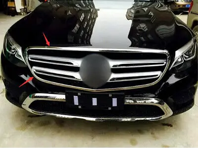 

ABS Chrome Front Center Grille Cover Trim 2pcs For Mercedes Benz GLC 2015-2019