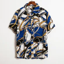 Модный мужской повседневный топ на пуговицах с принтом Гавайи, пляжный топ с коротким рукавом, новейшая многоцветная длинная рубашка