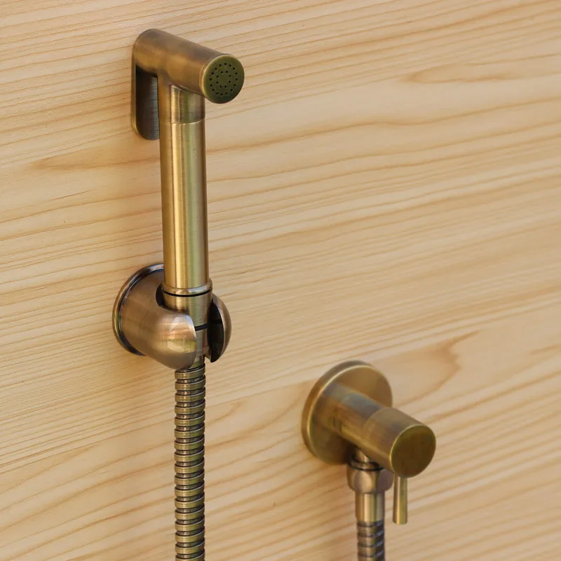 

all copper bidet in toilet seats sprayer cover wc portable Angle valve hose Set European style antique wall mounted bidet spray