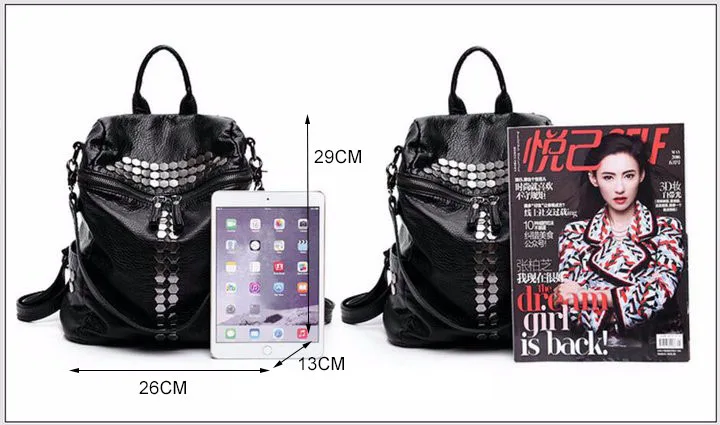 Rdywbu High Quality Star Backpack Wash Water PU Leather Travel Bag Women Leisure Rivets Girl Large Capacity Stud Schoolbag H104