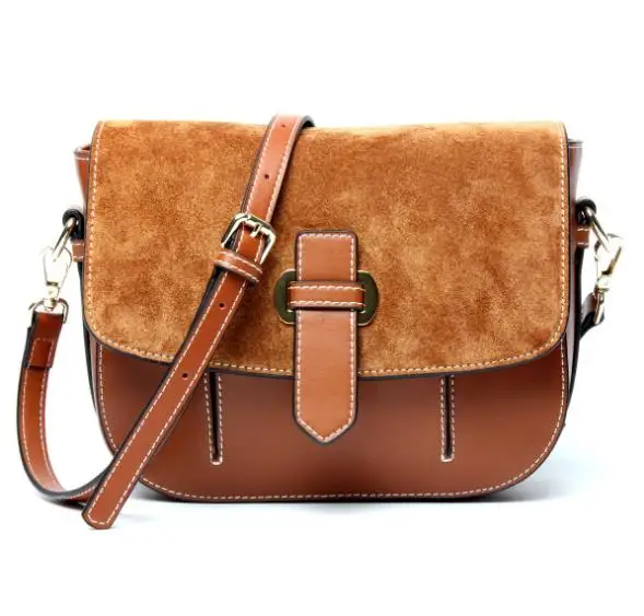 

Lady Genuine Leather Saddle Bag Scrub Patchwork Mini Bag Women Famous Brand Crossbody Bag Fashion Casual Messenger Bag S37