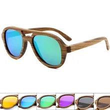 Классический Для мужчин солнечные очки с поляризованной древесиной зеркальными стеклами Для женщин бамбуковые солнцезащитные очки UV400 защиты массивные женские солнцезащитные очки-авиаторы
