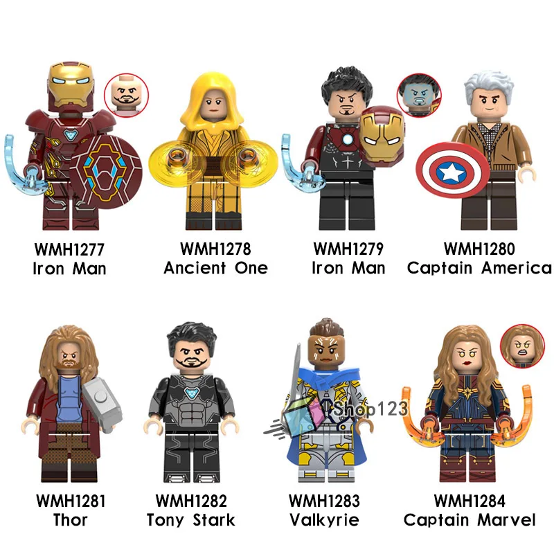 

Ancient One Avengers 4 Legoings Fat Thor Tony Stark Old Captain America Valkyrie Marvel Building Blocks Toys Children Figures