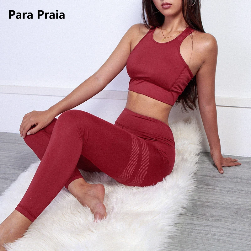 

2019 New 2 Pcs Yoga Set Sport Bra&Pants Women's Suit Sportswear For Women Strapped Yoga Leggings Fitness Clothing Sport Seamless