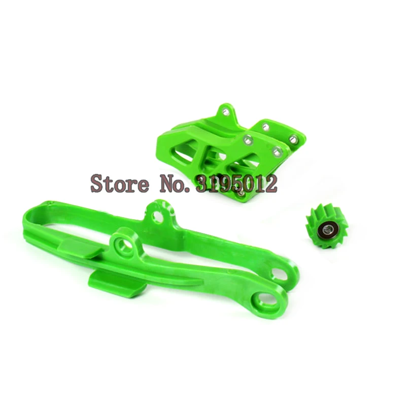 Green Chain Guide Guard Swingarm Chain Slide Slider Roller Tensione