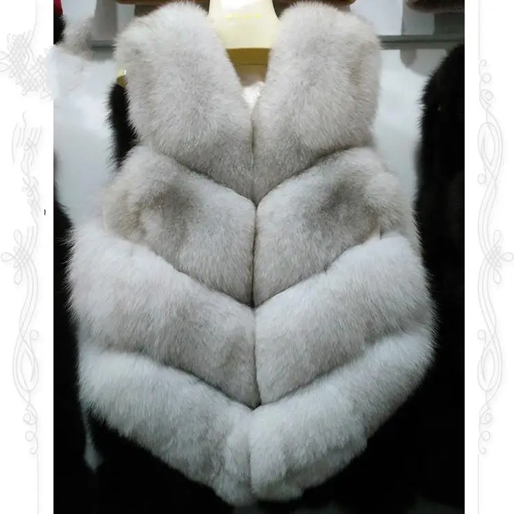 Жилет из натурального меха, модный осенний и зимний жилет из лисьего ...