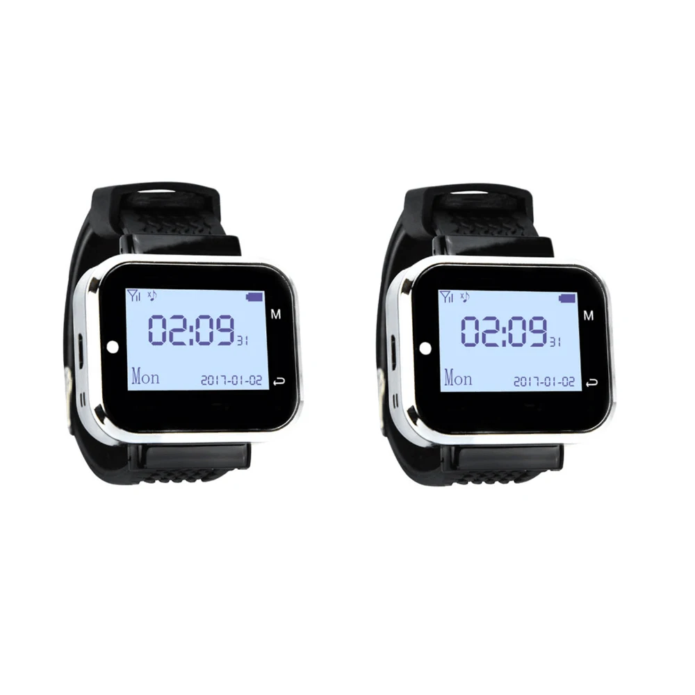 

JINGLE BELLS 433MHz 2 Pcs 999 Channel RF Wireless Black Watch Receiver for Fast Food Shop Restaurant Calling Paging System