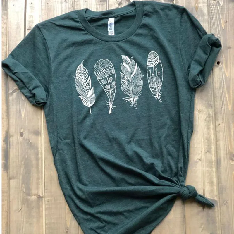 

Feather Graphic T-shirt Women Harajuku Cute T Shirt Aesthetic Casual Crewneck Tees Girls Short Sleeve Summer Tops Drop Shipping