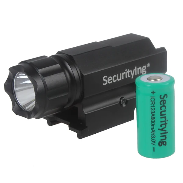 

500LM SecurityIng Flashlight with Quick Release Weaver Mount for Compact Pistols Airsoft + 800mAh ICR 123A Battery