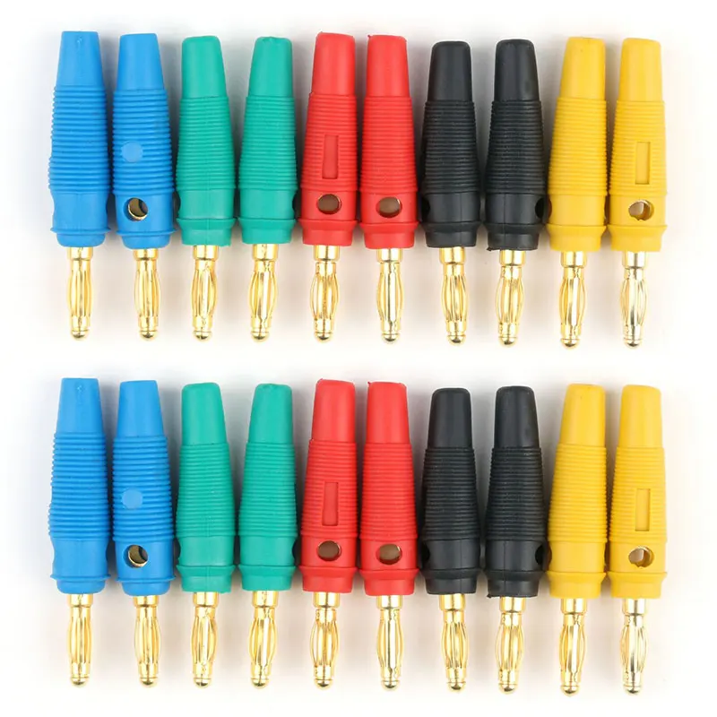 

20 Pcs Gold Plated 4mm Banana Plug Screw To Speaker Amplifier Binding Post Test Probes Adapters QJ888