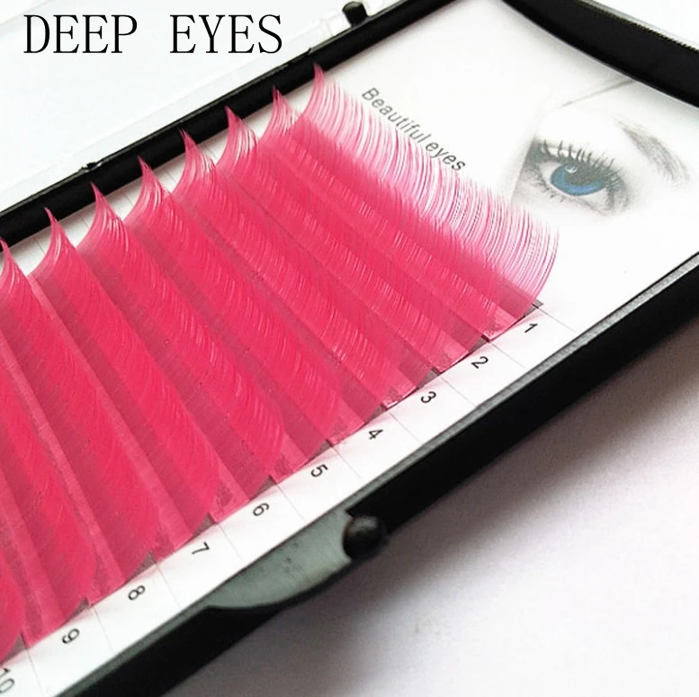 

Wholesale NEW C / D curl 8-15mm 0.07 / 0.1mm false lashes pink eyelash individual colored lashes Faux eyelash extensions