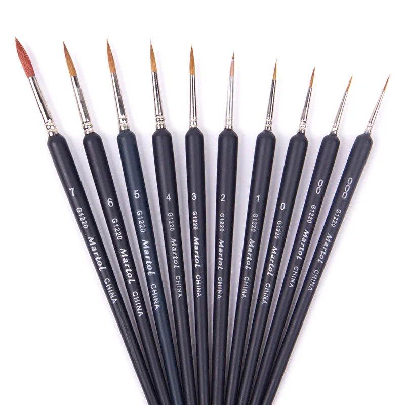 10 Pcs/set Hook Line Fine Paint Brush Set Watercolor Brush Pen Artist Gouche Brushes for Acrylic Oil Painting Art Supplies