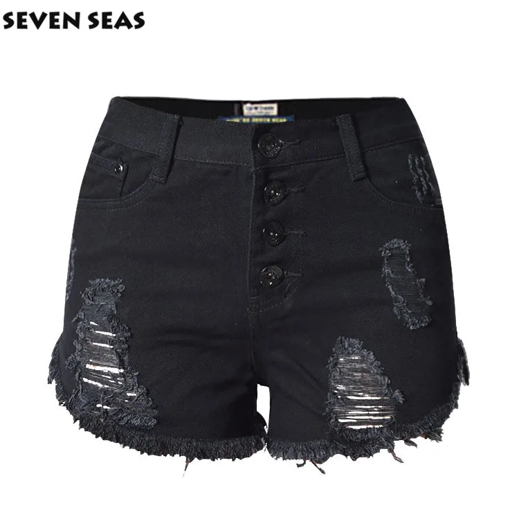 Black torn shorts Clearance
