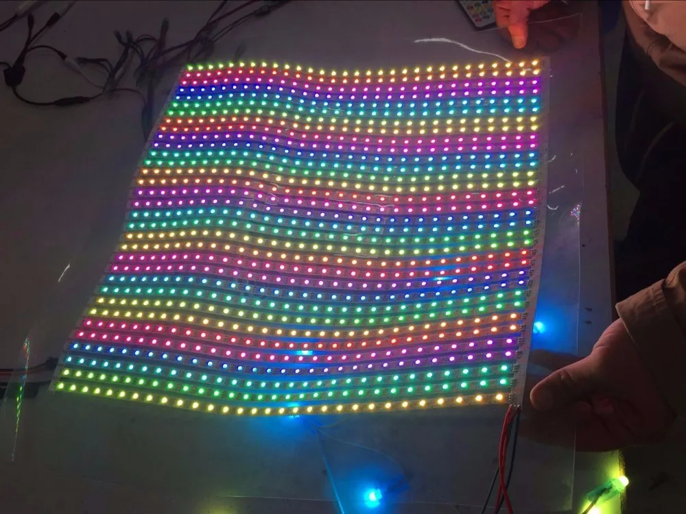 60*40 пикселей RGB Полноцветный WS2812B гибкий светодиодный пиксельный панельный светильник; DC5V; Размер панели: 100 см* 60 см