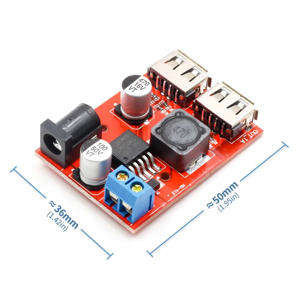 LM2596 LM2596S двойной USB DC-DC 9 в 12 В 24 в 36 В до 5 В 3A понижающий преобразователь доска автомобильное зарядное устройство Солнечный блок питания