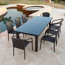 Горячая Открытый синтетический ротанга газон и патио Ультра Комплект для обеденного стола