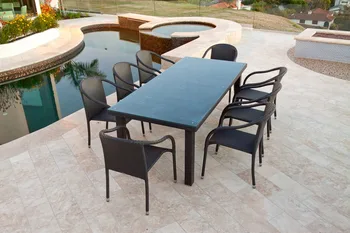 

Hot sale outdoor synthetic rattan lawn and patio ultra dining table set