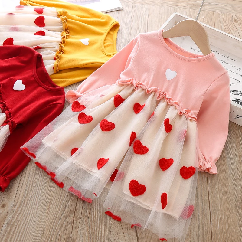 Humor Bear/Новинка года; осеннее платье с длинными рукавами для девочек; яркие цвета; Сетчатое платье принцессы с вышивкой для маленьких девочек; Одежда для девочек