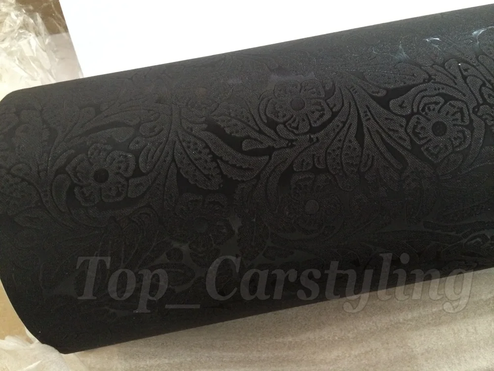 Рельефная 3D Черная Виниловая пленка для отделки автомобиля с воздушным