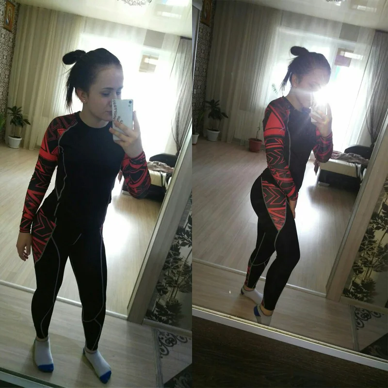 

Men and women Bodybuilding T-Shirt rashgarda mma long sleeves Tops & Tees Fitness tracksuit tights compression shirt top 4XL