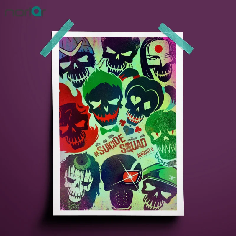 Giclée Affiche Impression Sur Toile Harley Quinn Joker Suicide Squad Crâne Pop Affiche Toile Peinture Mur Art Décorations Pas De Cadre