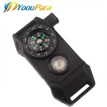 100 шт Пластиковый паракордовый браслет с пряжкой для выживания на открытом воздухе, кемпинга, аварийной ситуации с компасом, свистком, ножом, светодиодный светильник, паракордовая пряжка