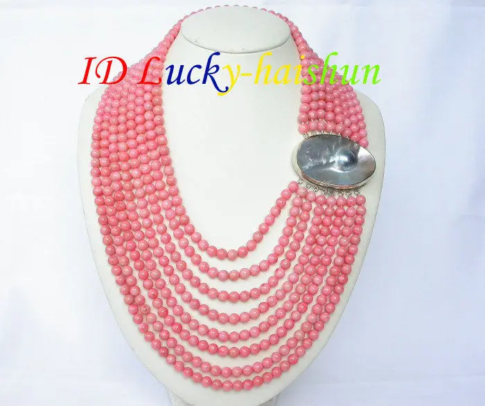 

Hot sale Free Shipping>>>>>GENUINE! 8ROW ROUND PINK CORAL NECKLACE MABE PEARL