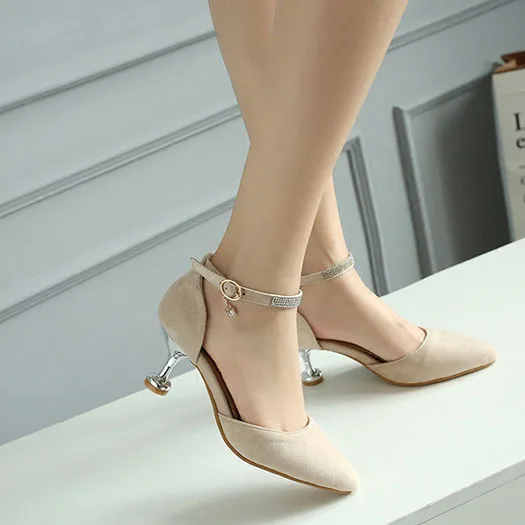 11 43 Crystal Plus Size Rhinestone Pumps Metal Heels Stiletto Suede Kitten Nude Sandals Ankle 