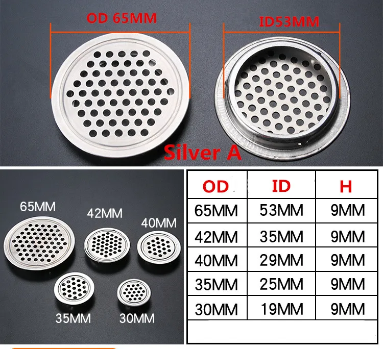 10Pcs 30mm65mm Wardrobe shoe Cabinet Ventilating Mesh Hole Air Vents Metal Mesh Hole Round Louver Ventilation Grille Air (25)