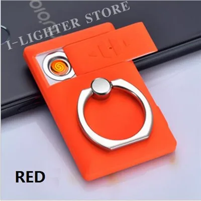 Red Портативное кольцо мобильный кронштейн электронная USB Зажигалка Ветрозащитная перезаряжаемая Зажигалка Multifuntion Зажигалка подарки для мужчин - Цвет: Red
