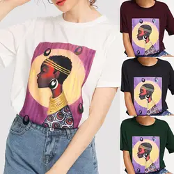 Модная женская футболка с коротким рукавом и цифровым принтом, расшитая блестками, легкая Повседневная футболка, топы, поддержка, оптовая и