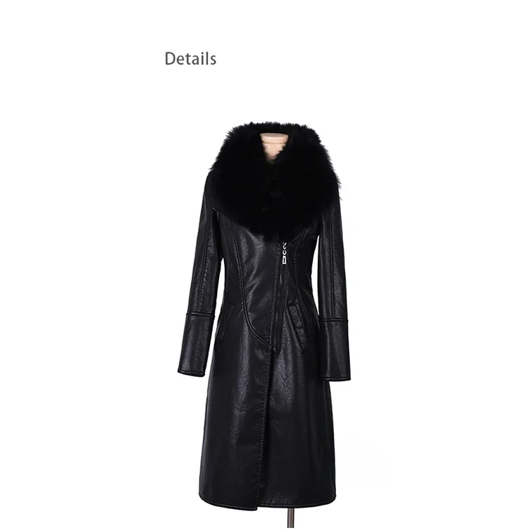 Зимние новые женские длинные пальто кожаные мотоциклетные куртки женские модные замшевые пальто ветровки пальто из искусственной кожи Большие размеры M-4XLG894