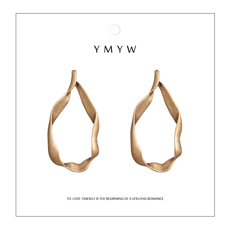 

YMYW Vintage Golden Charms Water Drop Geometric Earrings Hollow Trendy Concise Basics Cheap Female Brincos Oorbellen 2018 Gift