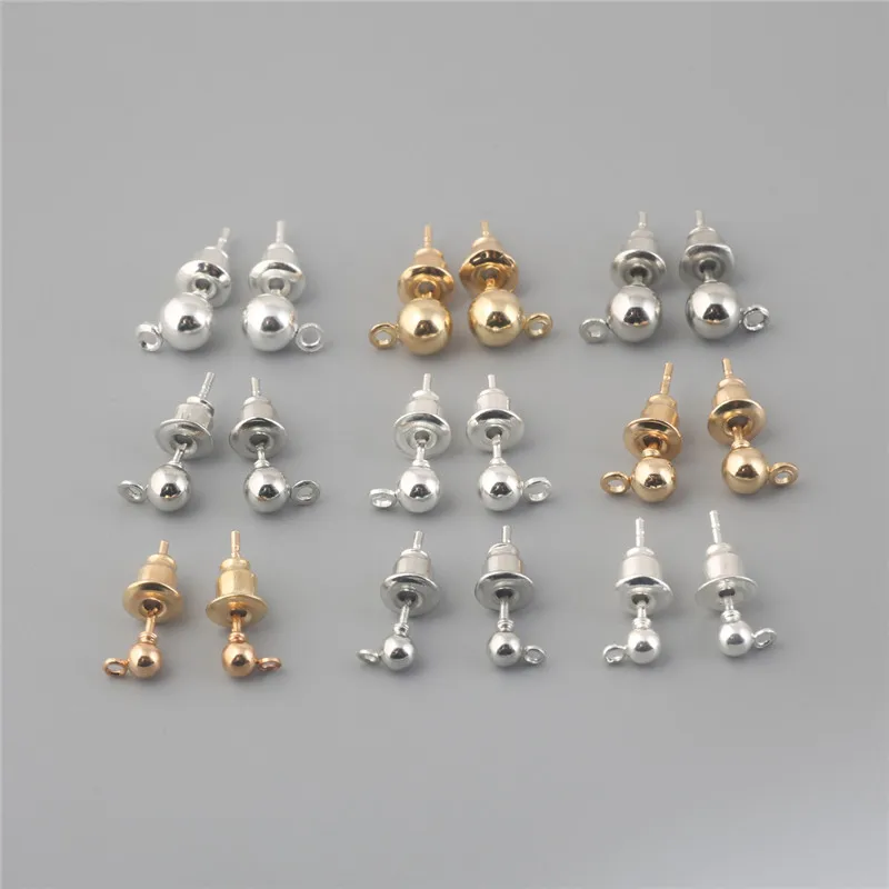 

Wholesale 50pcs Gold Silver Rhodium Plated Metal Pin Stud Earrings Post Stopper Earplugs Jewelry Findings Make DIY Accessories