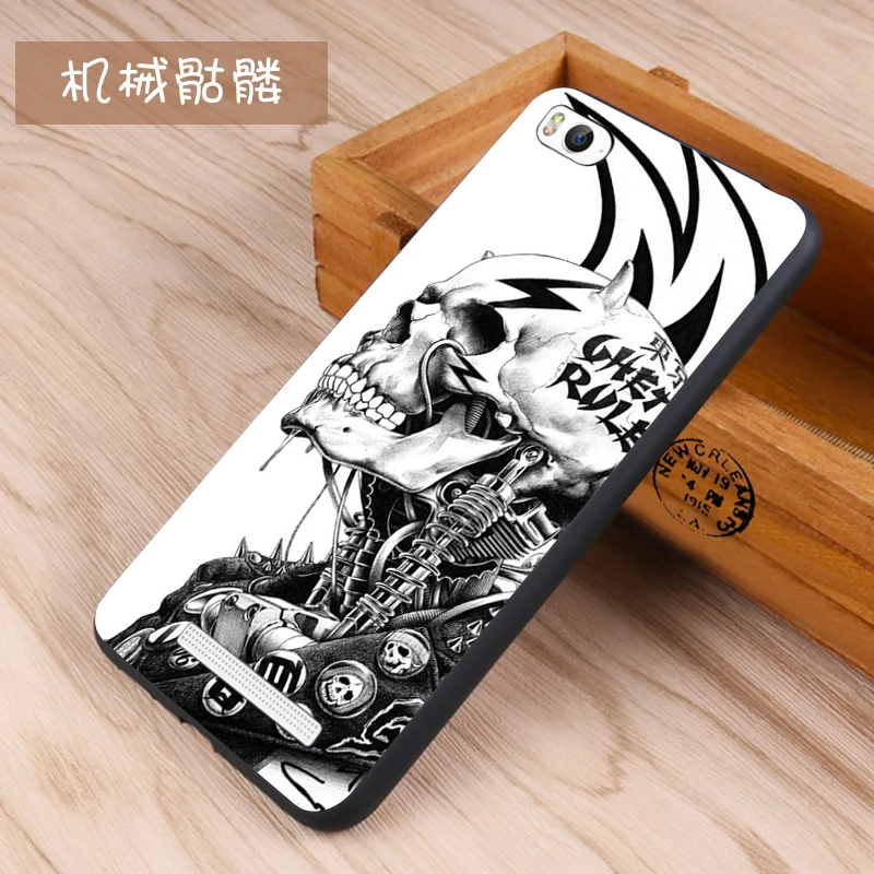 Xiaomi Mi4c Case Original Cover for Xiaomi Mi4c Case Cover Skin Wolf Fish Skull mi4c Fundas 100% 16
