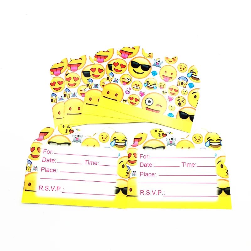 us 1 89 20 off 10pcs lot emoji invitations kids birthday party favors emoji invitation cards happy birthday party supplies in cards invitations invitation for kids birthday party