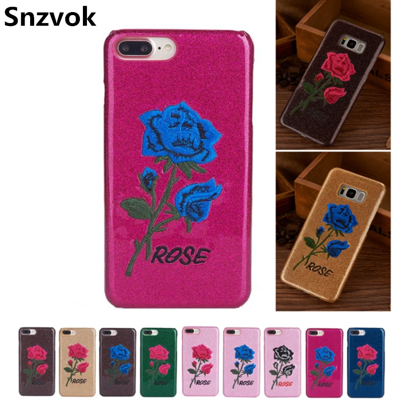 Snzvok 3D Rose Роскошный чехол для iPhone 6 S 7 8 плюс Жесткий Вышивка розы Pattern задняя крышка