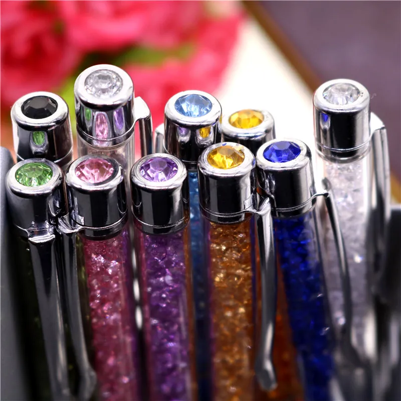 18 цветов кристальная шариковая ручка модный креативный стилус для письма канцелярская ручка для офисов и школ шариковая ручка черный синий 1,0 мм