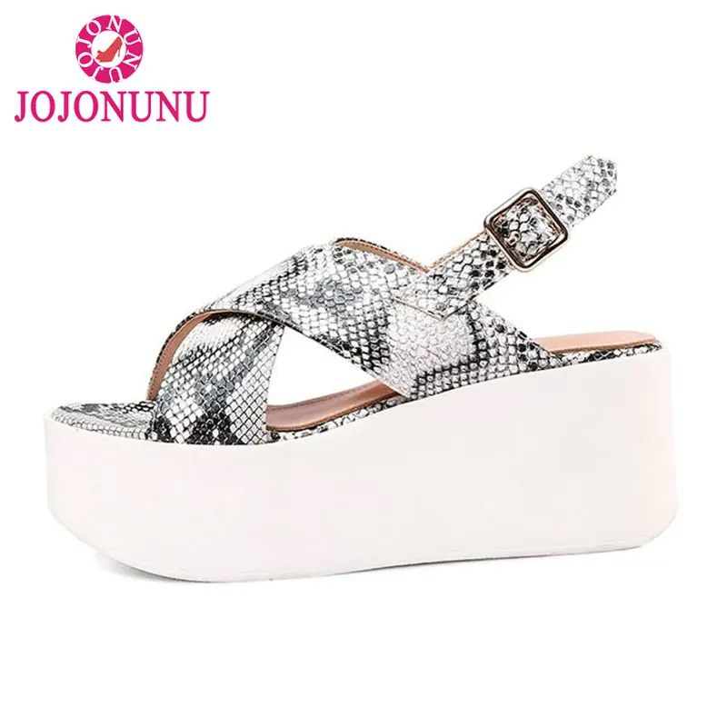 

JOJONUNU Genuine Leather Women Sandals Fashion Platform Wedges Summer Shoes Holiday Beach Shoes Daily Street Footwear Size 34-39