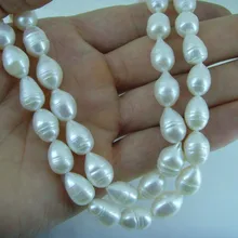 ; горячая распродажа; большие размеры 35-дюймовых 10-13 мм Жемчуг акоя натуральный белый жемчуг в стиле барокко Колье, свадебные украшения