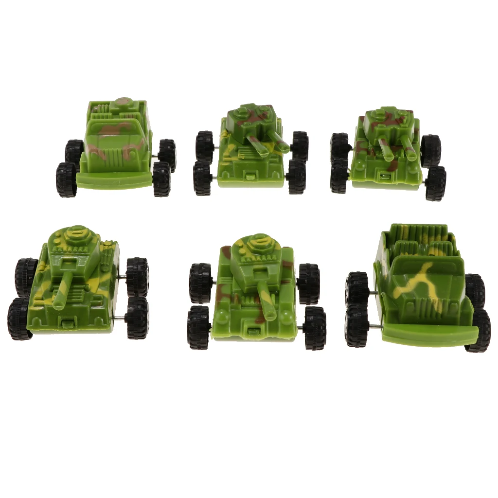6pcs Pull Back Plastic Army Tank Model Vehicle Car Toys Soldiers Playset Accs Kids Hobbies Xmas Gifts
