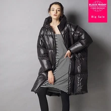 7XL размера плюс зимняя Модная брендовая куртка с капюшоном 90% утиный пух Женская Длинная толстая пуховая наполнителя теплое пальто wj1469