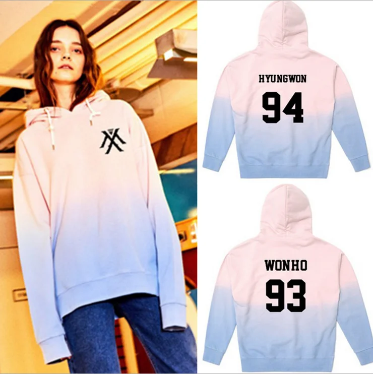 KPOP Monsta x Gradient Shownu WONHO Color Cap Hoodie Unisex Jackson Sweatershirt Bambam Coat JB | Женская одежда