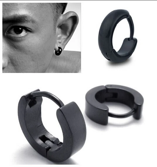 Buy Cool Fashion Color Black Huggie Earrings Hinged