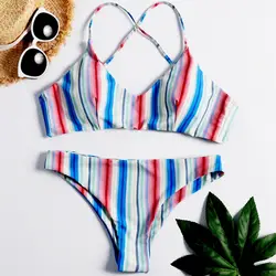 Женский летний сексуальный полосатый пляжный комплект нижнего белья пуш-ап однотонный Фристайл нагрудный модный латексный набор