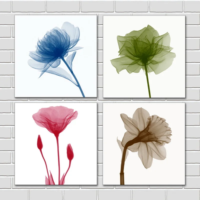 

4 Panel Modern Flickering Flower Printing on Canvas Oil Painting Cuadros Decoration Wall Picture For Living Room Printed Unframe