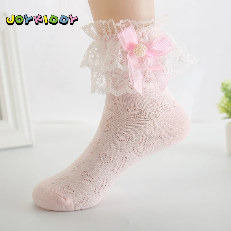

Summer Cute Lace Ruffle Socks Baby Girls Kids Toddler White Pink Big Bow Princess Mesh Socks Breathable Cotton Short Ankle Sock