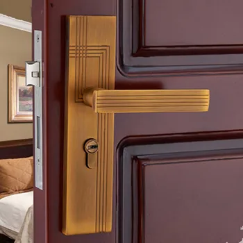 

fashion European antique copper color luxury bed room handle lock wood stainless wood door lock 2 latchs indoor handle lock