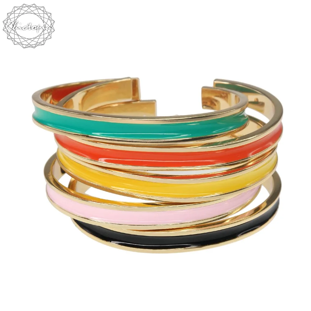 Spellbound 2017 New Fashion Enamel Cuff Open Bangles Plated Bangles